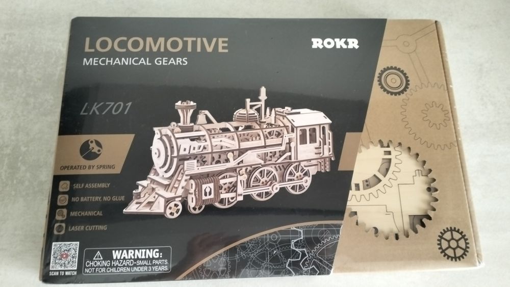 Дитячий дерев'яний 3D конструктор Robotime LK701 Паровоз