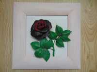 Obraz Czerwona róża 3D skórzany kwiat Prezent na 3 rocznicę