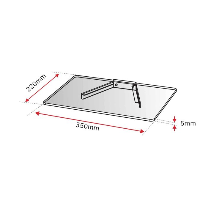 PÓŁKA SZKLANA pod telewizora ONE 350x220x5 Red Eagle
