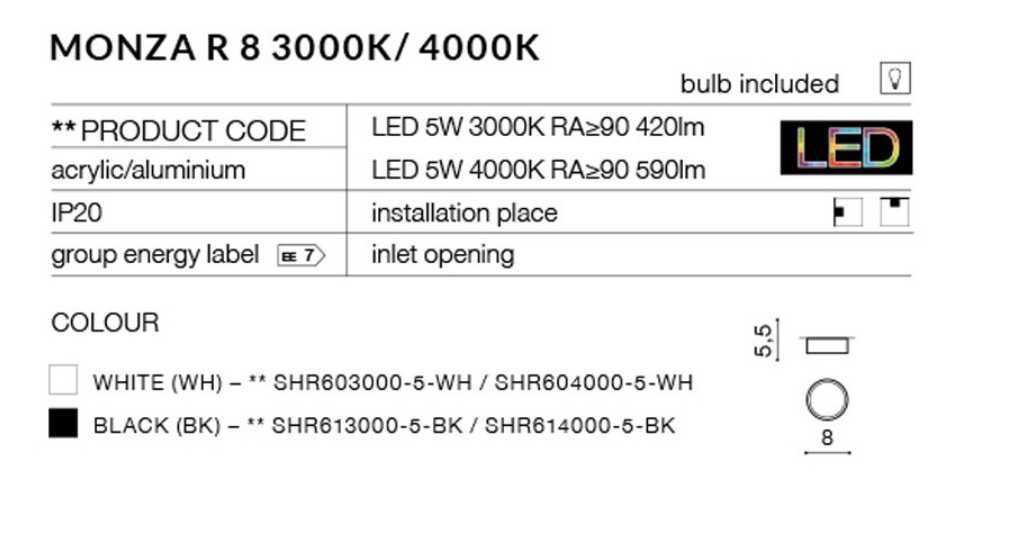 Lampka natynkowa Azzardo biała 8W/3000K AZ2253