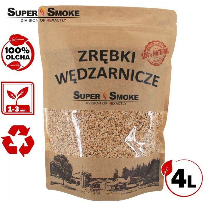 Zrębki Wędzarnicze Super Smoke OLCHA KL-02 (1-3mm) 4 Litry  Kraft