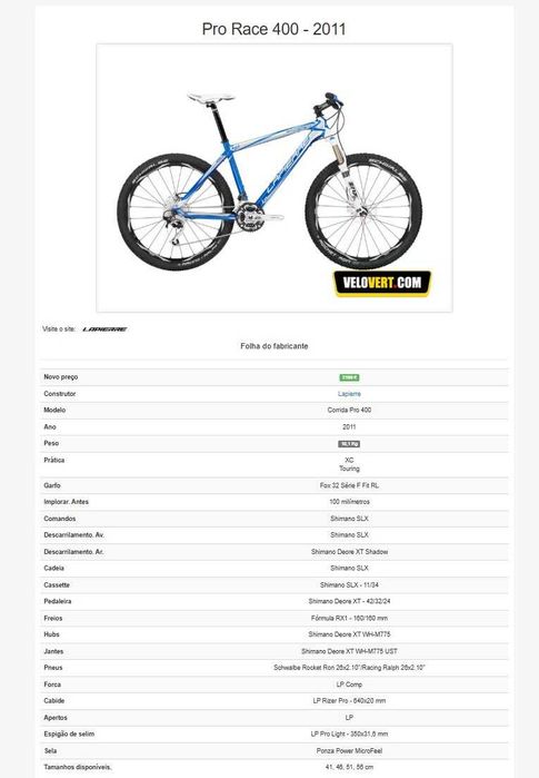 Bicicleta Lapierre Pro Race 400 * 10Kg *