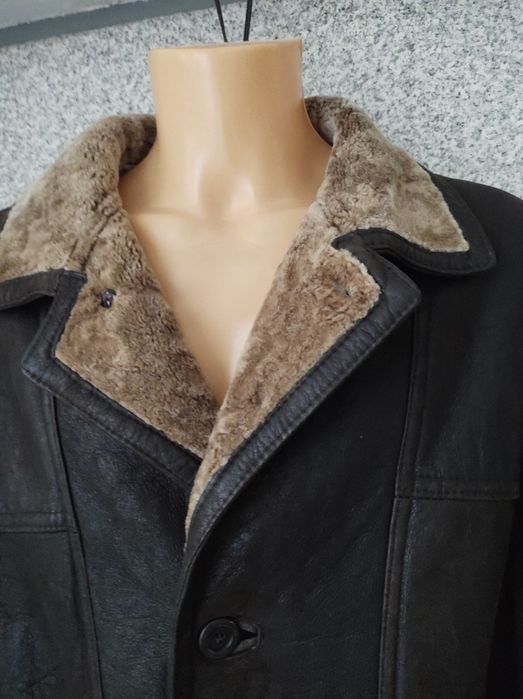 Kurtka skóra męska kożuch długi miękki skóra jagnieca xl/xxl