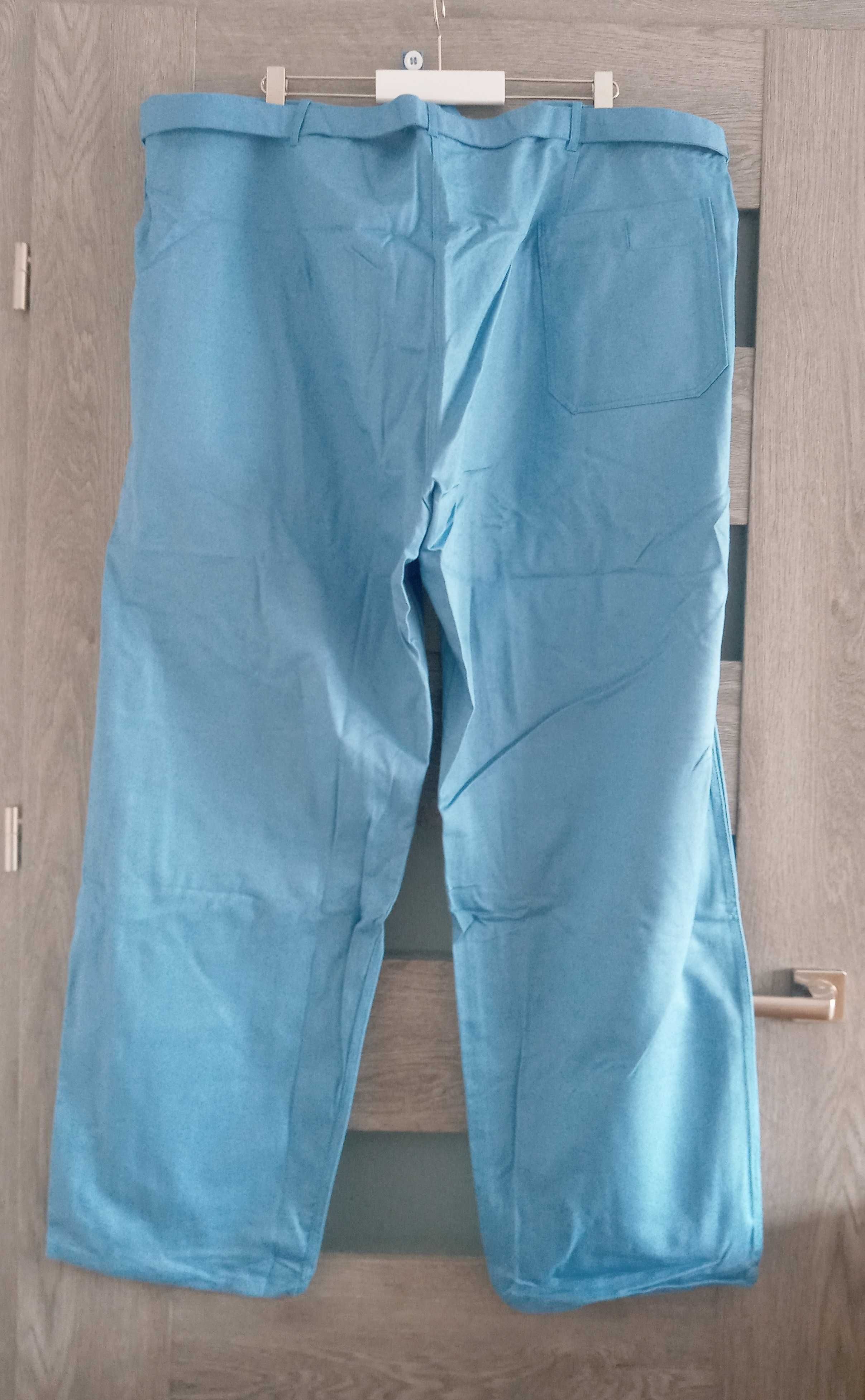 Błękitne niebieskie spodnie proste nogawki 7XL 55