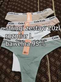 Majtki stringi zestaw 20zl rozmiar L bawełna 95 %