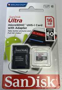 SanDisk Ultra microSDHC UHS-I 16GB сlass10 + SD адаптер
