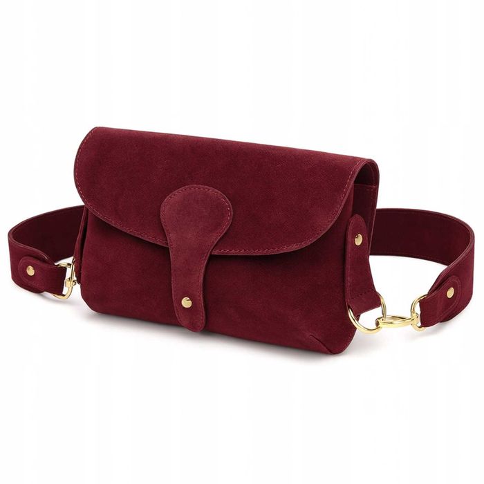 Torebka Damska LAURA BIAGGI Crossbody Zamsz Naturalny Bordowa