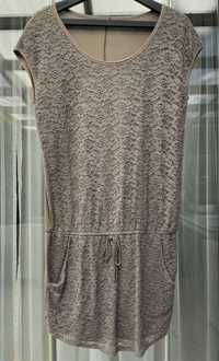 Tunika sukienka khaki Intimissimi z krótkim rękawem z kieszeniami r. M