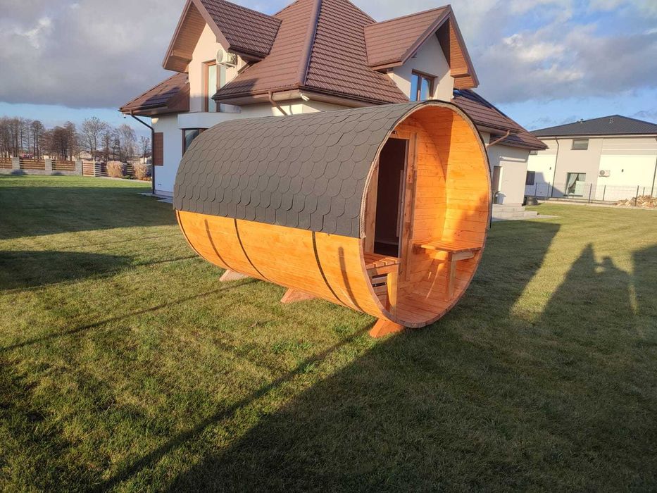 Kompletna sauna ogrodowa 3m + piec tunelowy +akcesoria