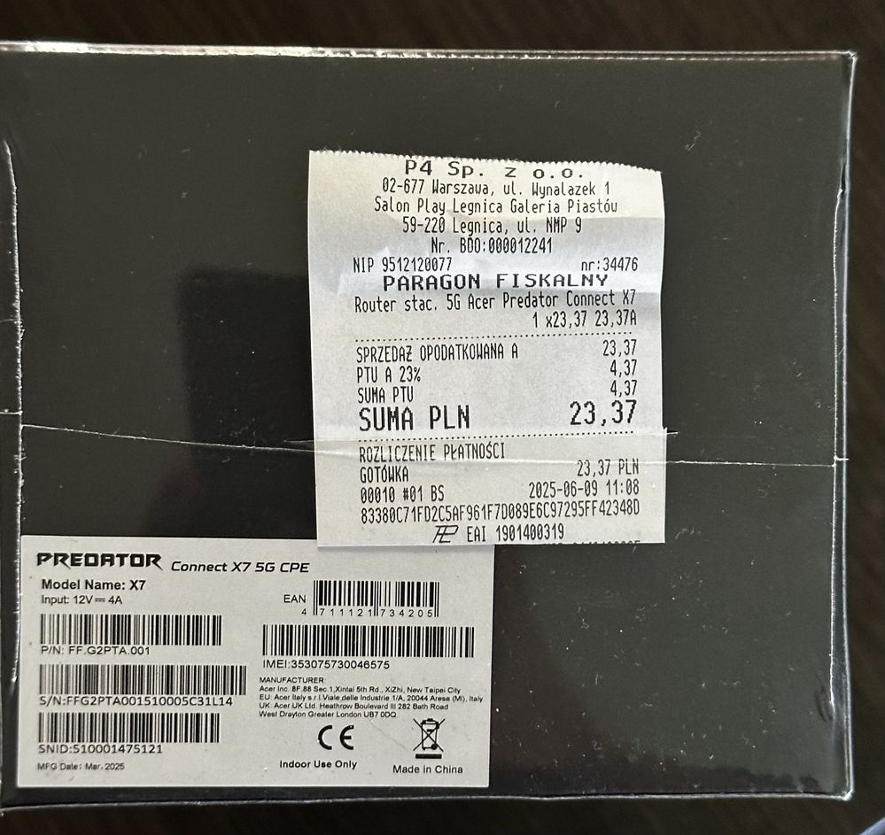 Router Acer Predator Connect X7 5G CPE