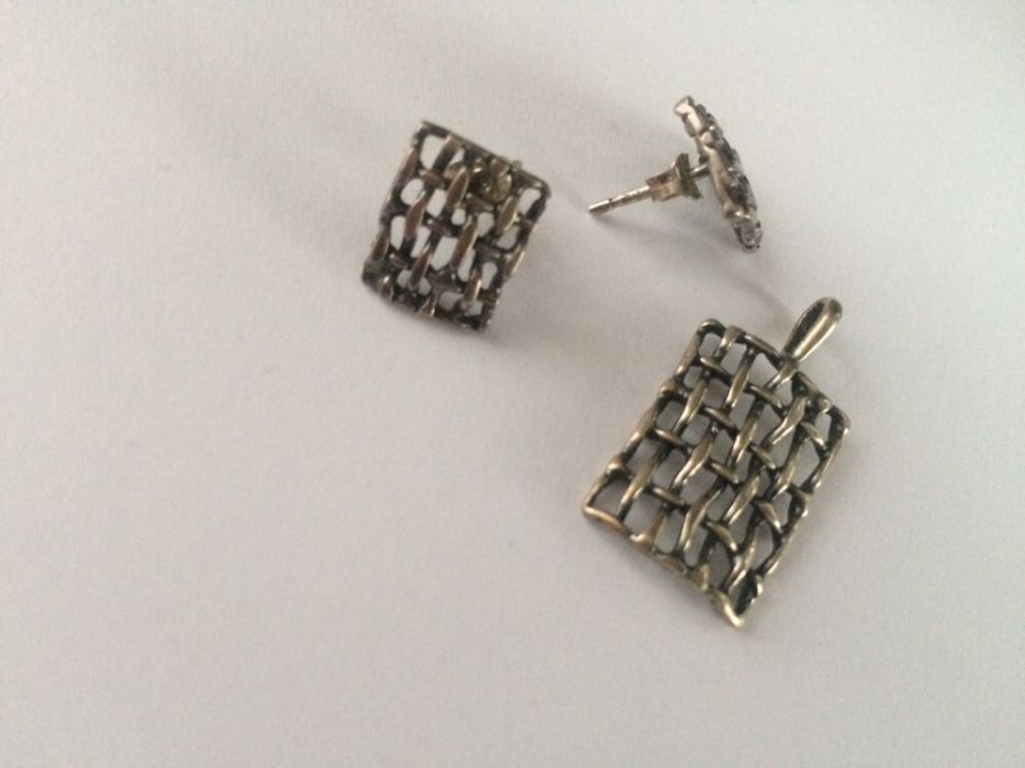 Srebrne kolczyki i zawieszka nowy komplet