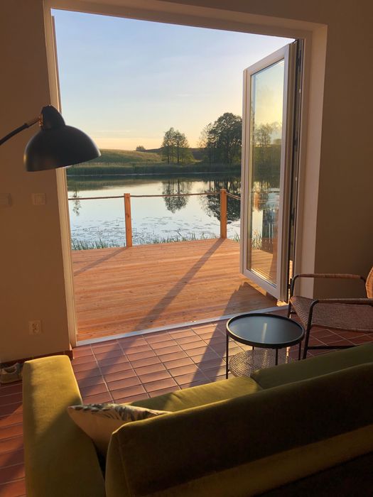 Dom siedlisko linia brzegowa wynajem Mazury pomost sauna agroturystyka