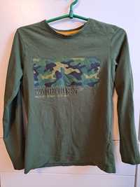 Zielona koszulka/ bluzka z nadrukiem moro, 146/152, Pepperts, bawełna