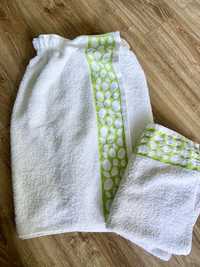 Ręcznik z gumką/ pareo + mały ręcznik Bawełna 100%