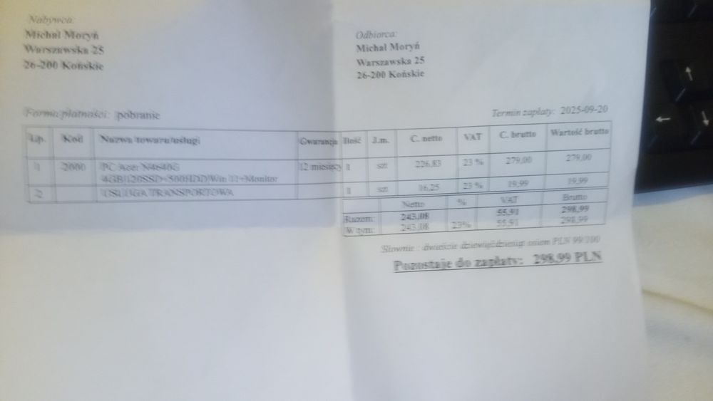 Komputer zaly zestaw