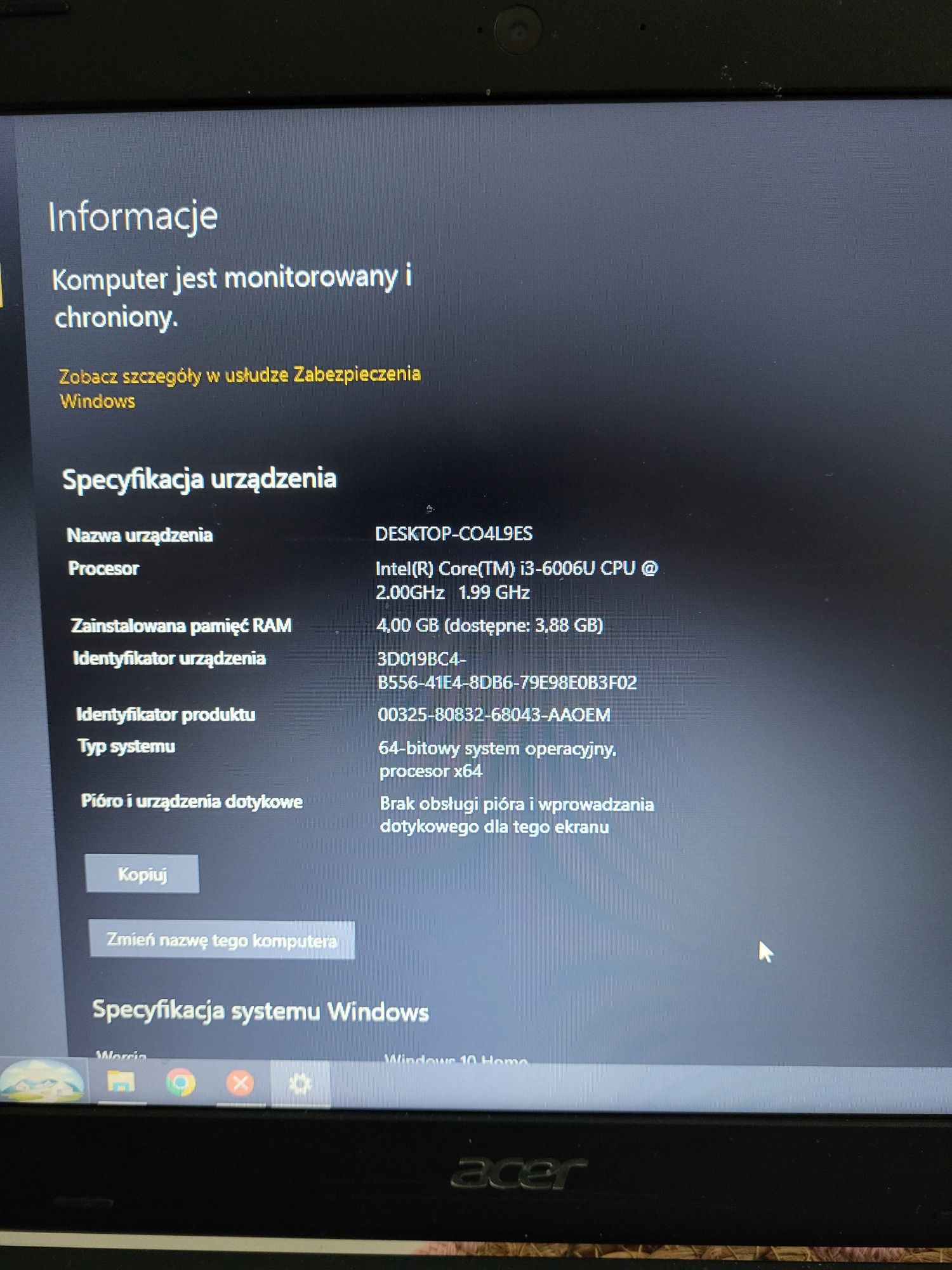 Laptop Acer Aspire 3 intel core i3