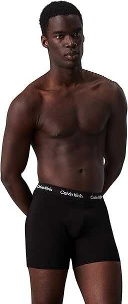 Męskie Bokserki 3-Pak CALVIN KLEIN Elastyczne Briefs Bawełna Czarny M