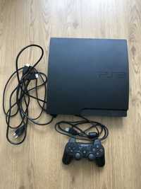 PlayStation 3 z kontrolerem oraz kablami