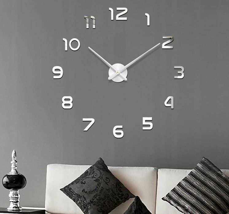 Duży Zegar Ścienny Diy 3d Efekt Lustra Naklejany