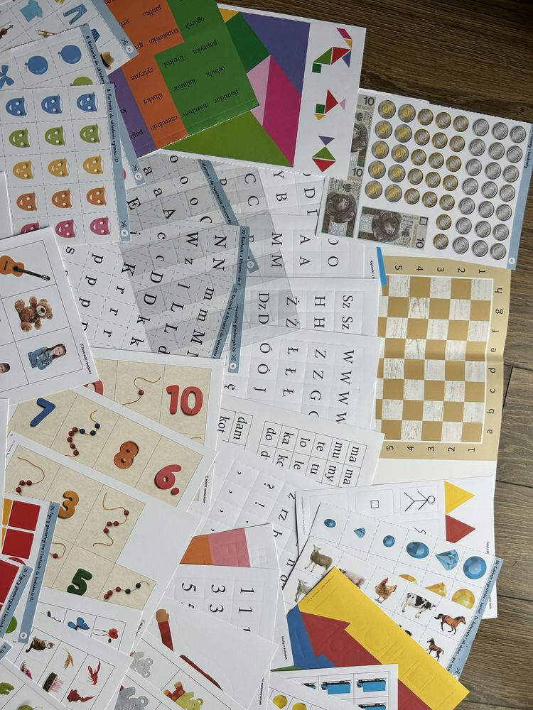 Duzy zestaw pomocy, kart, plansz, dydaktycznych, terapii, rewalidacj