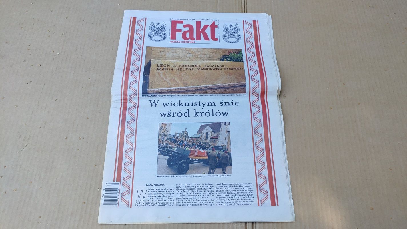 Fakt 19 kwietnia 2010 gazeta katastrofa smoleńsk Lech Kaczyński