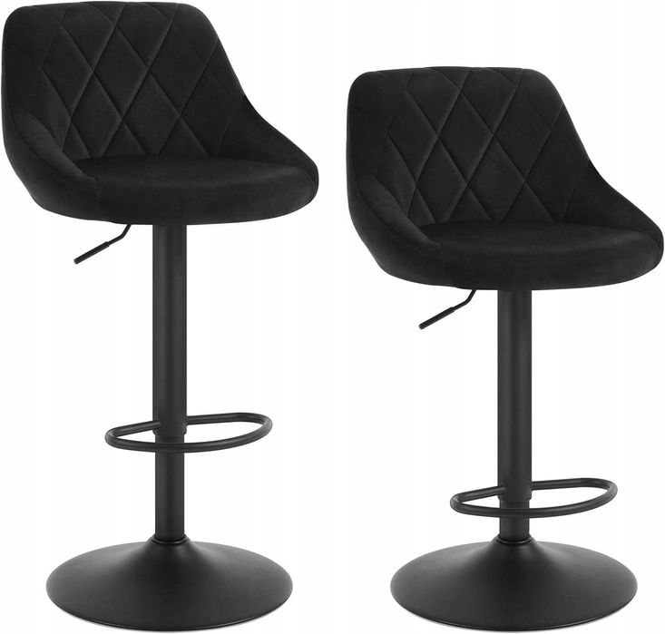 2 sztuki STOŁEK BAROWY z regulacją wysokości AKSAMIT czarny hoker