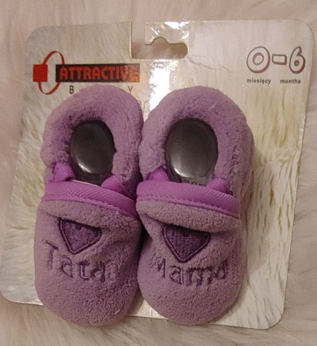 Cudne polskie cieplutkie buciki skarpetki dla niemowląt ,0-6 miesięcy