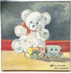 Amorosa pintura "urso teddy" em óleo sobre tela - assinada