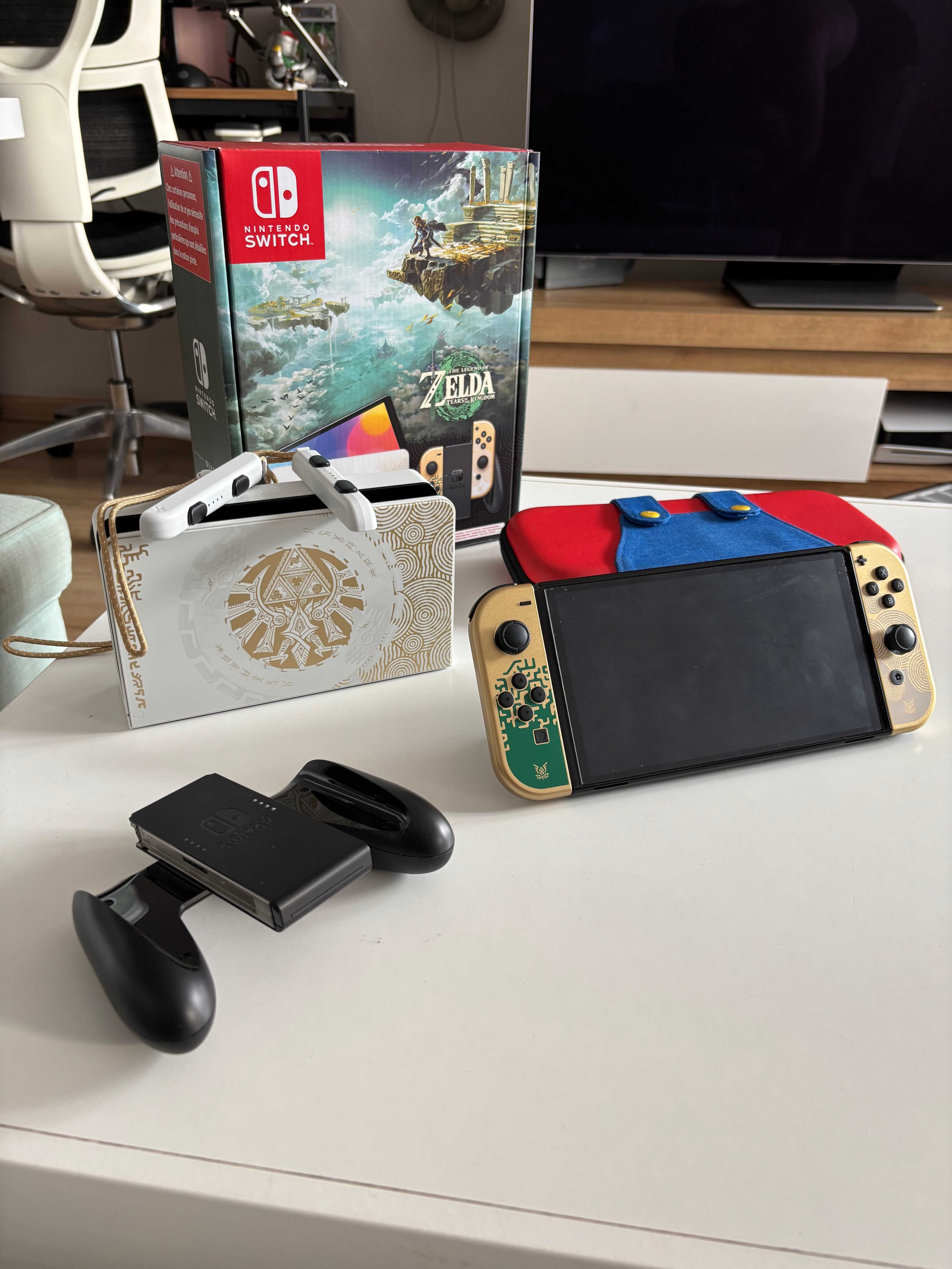 Switch OLED Zelda Edition z kartą pamięci 265 GB i etui Mario
