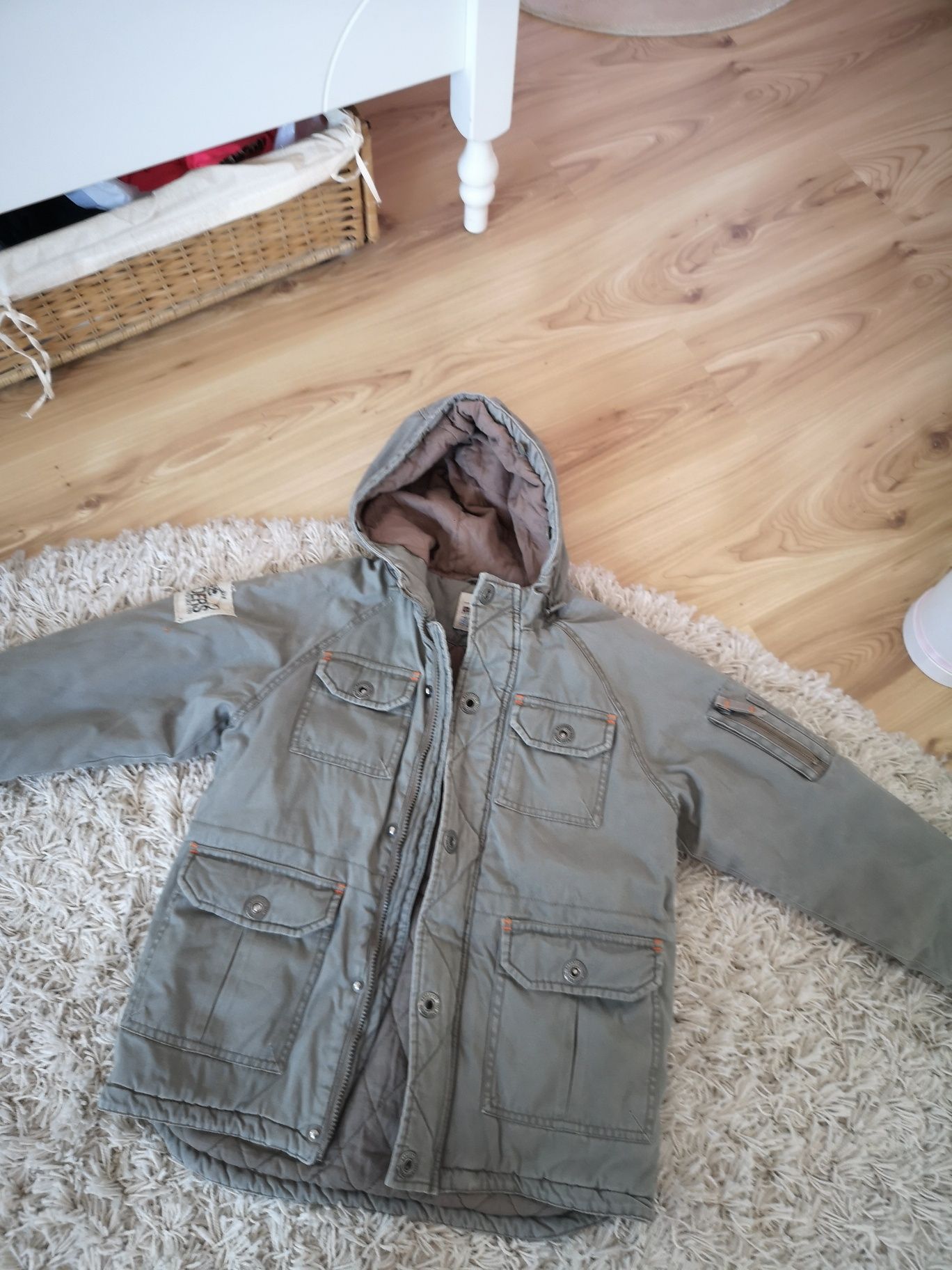 Kurtka parka chłopięca kurtka Długa Khaki dla chłopca 128