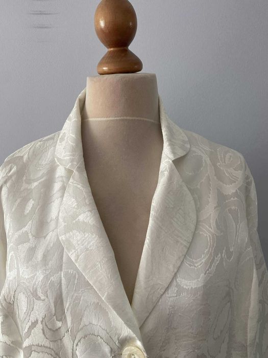 Żakiet kremowy marynarka bolerko wdzianko narzutka duży XXL