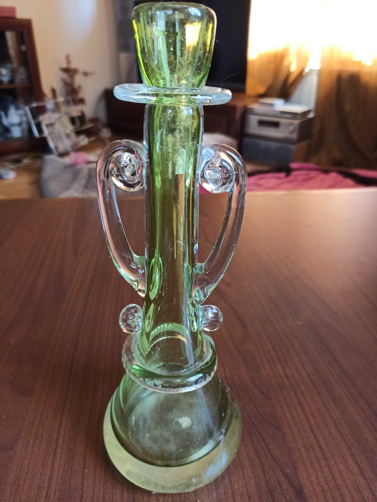 Підсвічник ваза ручна робота зелене скло