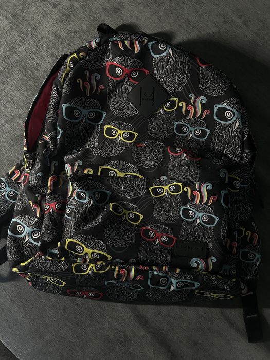 Чорний рюкзак з принтом сови б/в