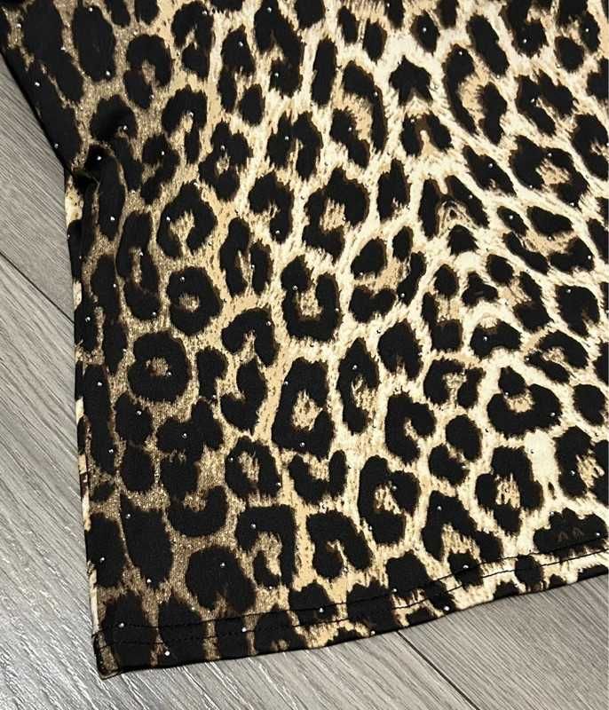 Nowa Lovery 40 L bluzka top panterka brązowa cyrkonie