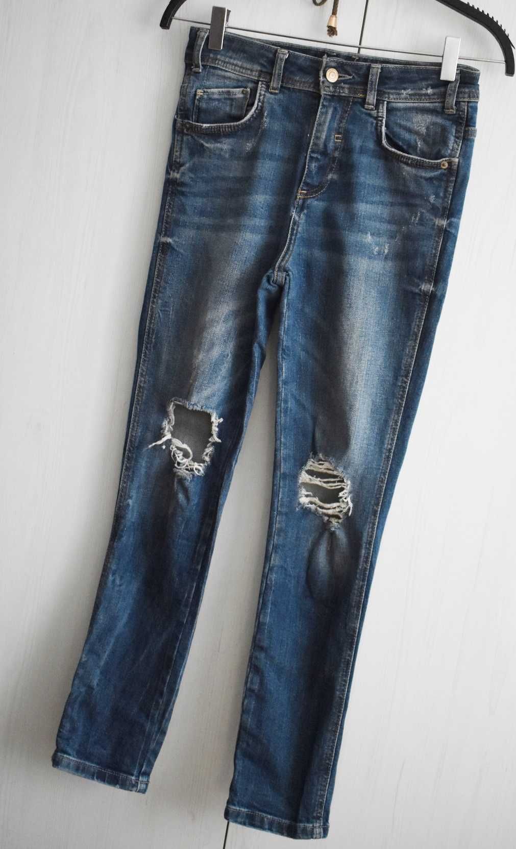 Spodnie dżinsowe XXS 32 zwężane skinny dziury Zara dżinsy jeansowe