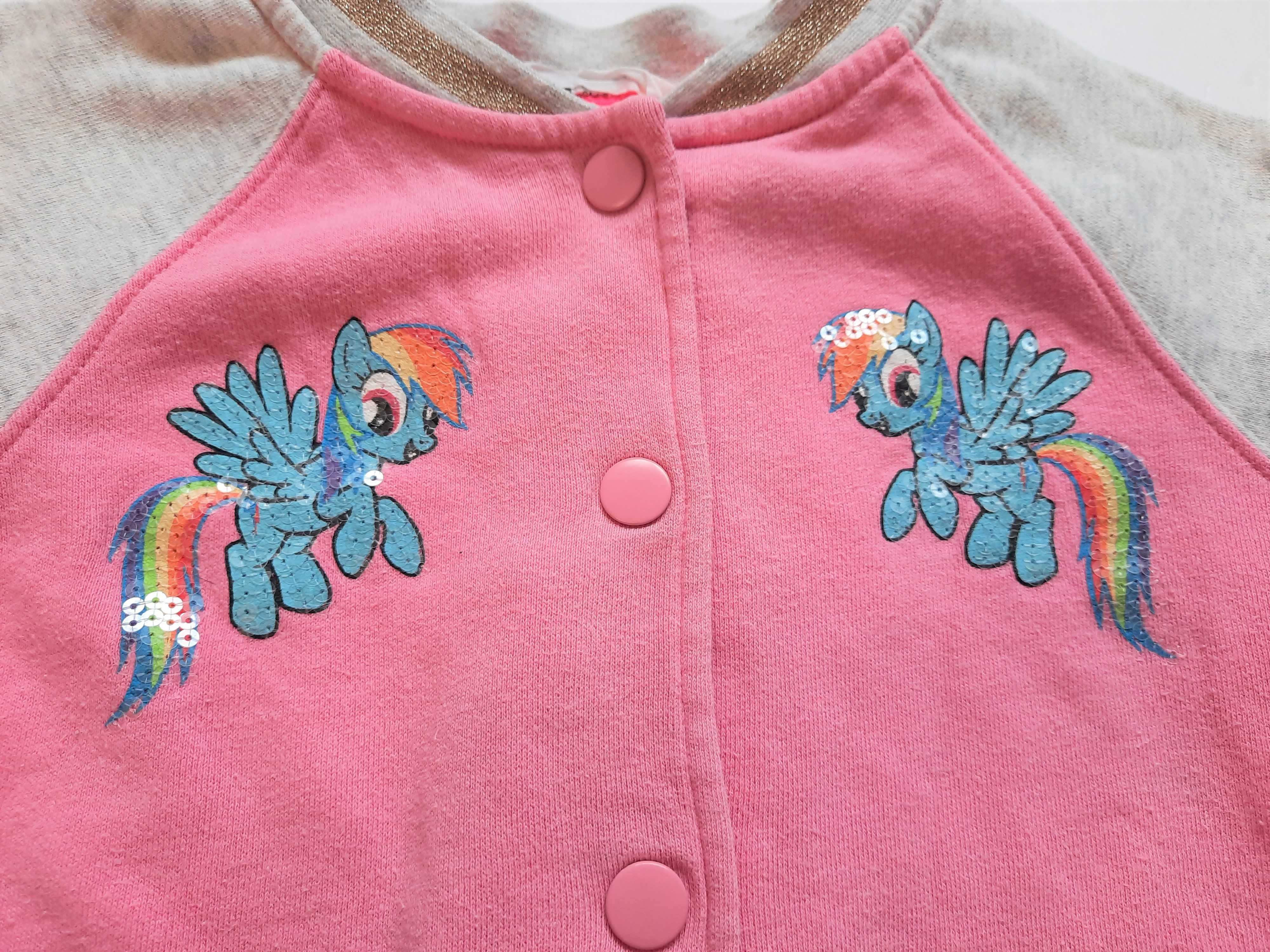 Bluza bejsbolowa H&M różowa cekiny kucyki Pony Rainbow Dash 122-128