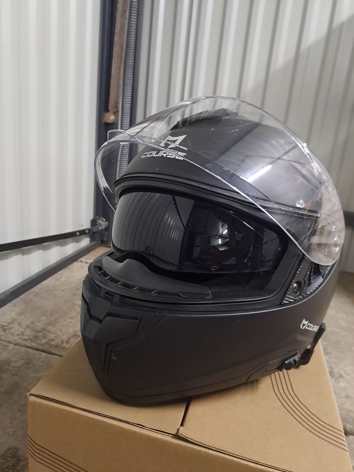 Kask Motocyklowy Course raider EVO Czarny Matowy  + Interkom NOECI