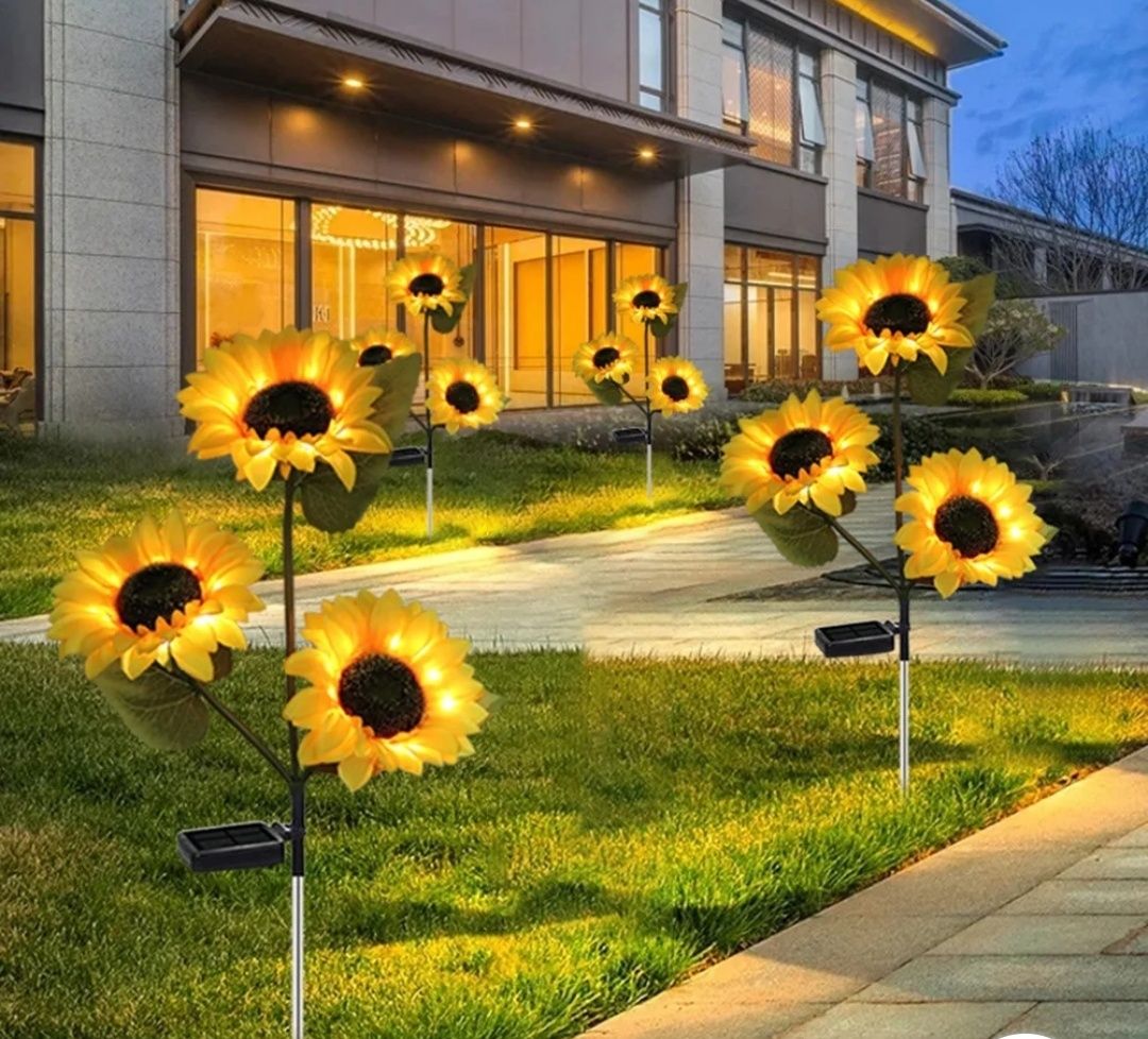 Соняшник садовий газонний світильник декор на  сонячній батареї
