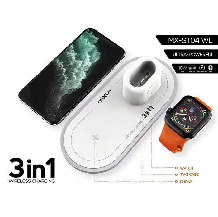 Бездротовий зарядний пристрій Moxom MX-ST04 (3 в 1) 10W