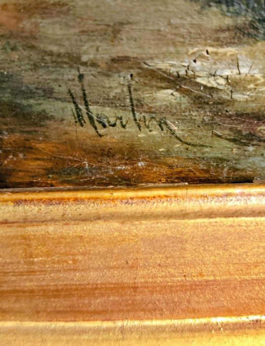 Антикварная картина маслом, на холсте  XIX век .