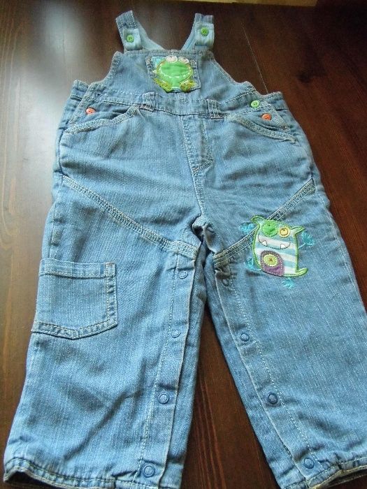 Spodnie jeansowe na szelki, ogrodniczki 9-12m-cy (80 cm)