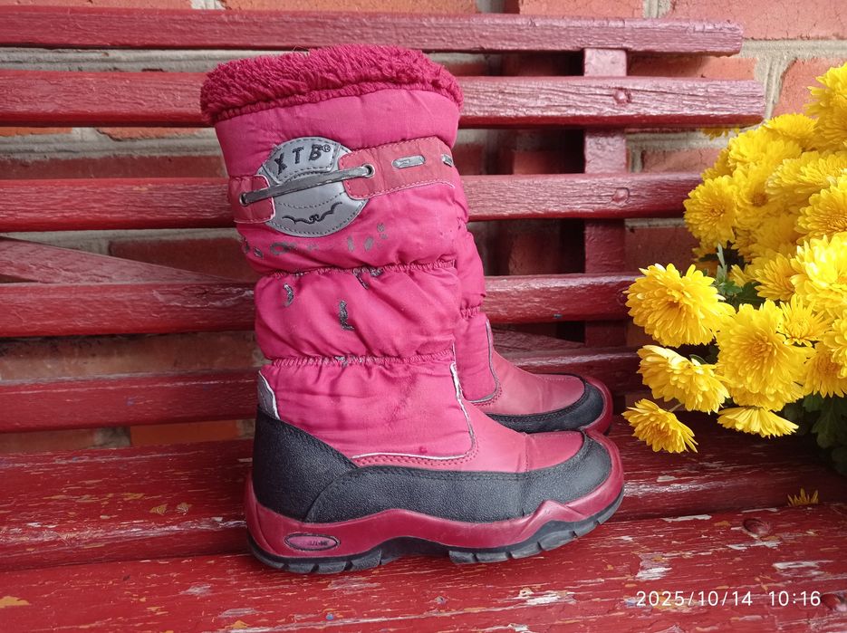 Зимові червоні чобітки для дівчинки 20,3 см по устілці 32 розмір