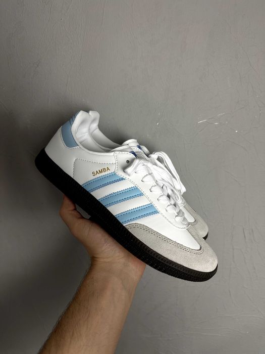 Кеди Adidas Samba White Blue адідас самба кросівки адідас кеды адидас