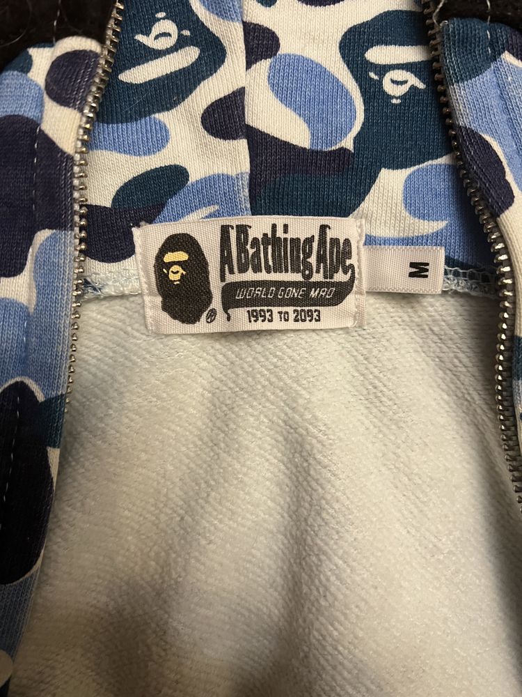 bape abc camo shark full zip hoodie blue