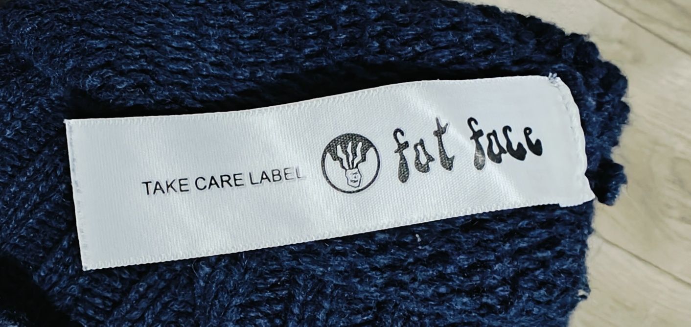 Męski gruby sweter z dodatkiem wełny FAT Face rozmiar L