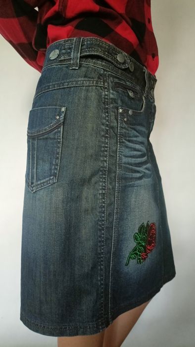 Spódnica róż L jeans Cecil