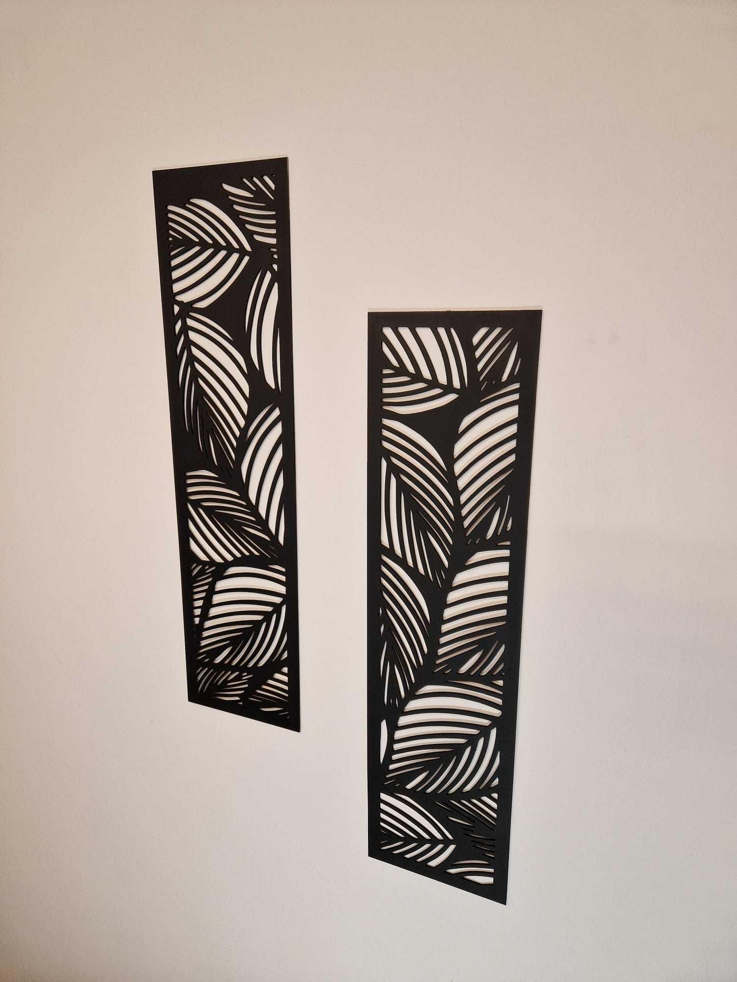 Dekoracyjny panel Liście panel ażurowy 80cm x 20cm czarny obraz