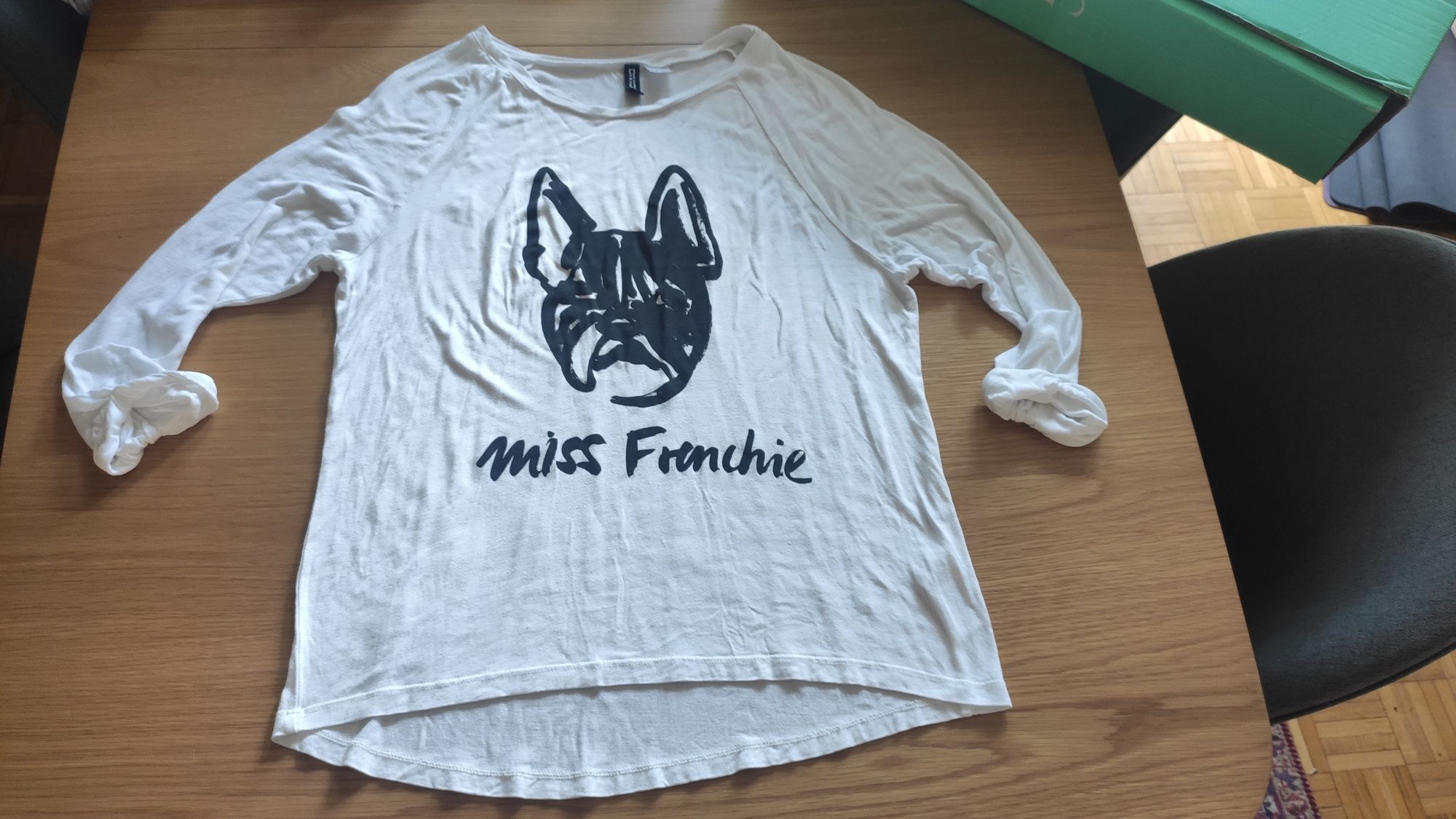 H&M M Koszulka bluzka buldog francuski Miss Frenchie