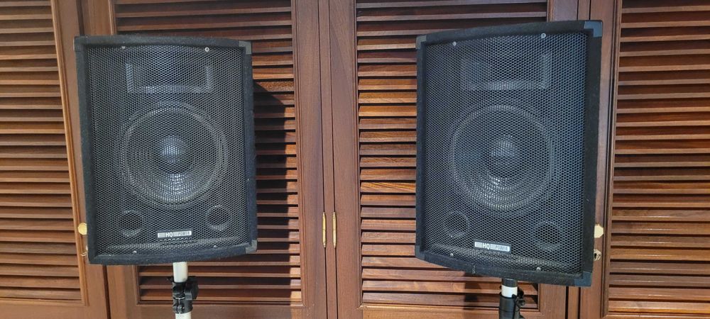 Conjunto PA (Amplificador, Colunas e Suportes)