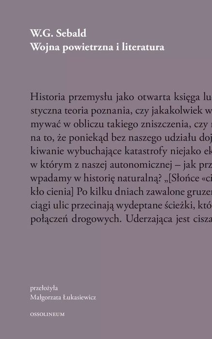 Wojna powietrzna i literatura. Ossolineum. Nowy Produkt